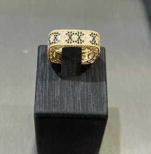 Black Diamond Gold Square Ring