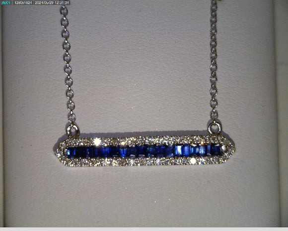 Sapphire and Diamond Bar Pendant