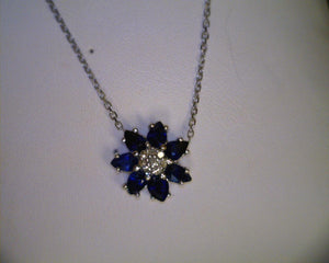 Sapphire and Diamond Flower Pendant