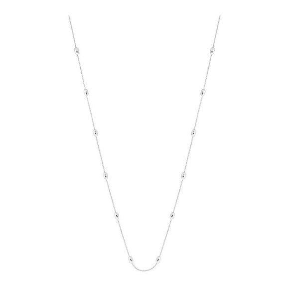 White Gold Bead Station Necklace