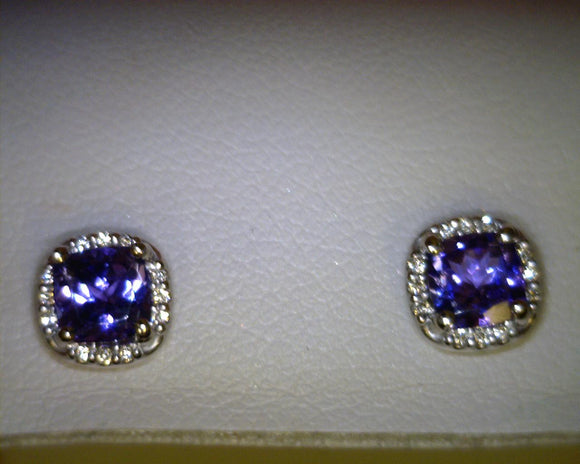 Tanzanite Halo Studs