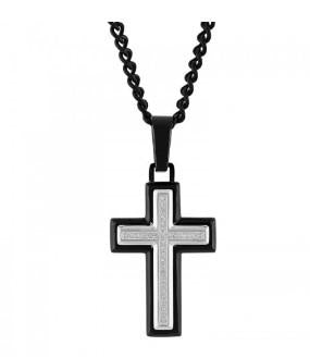 Black Chain Cross With Diamond