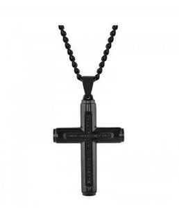 Black Stainless Steel Cross With Diamonds