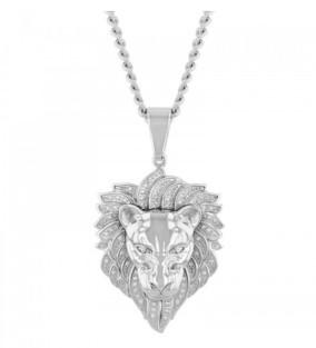 Diamond Lions Head Pendant