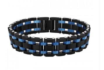 Gents Black/ Blue Link Bracelet