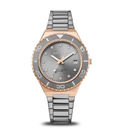 Ladies Grey/ Rose Quartz Watch