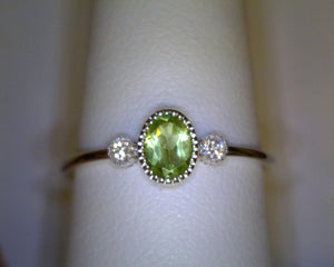 Oval Peridot and Diamond Ring