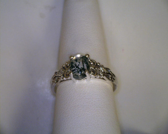 Moss Agate Diamond Ring