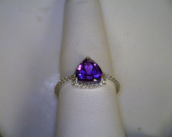 Trillion Amethyst Diamond Ring