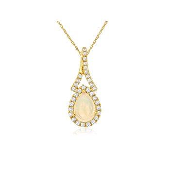 Diamond and Opal Drop Pendant