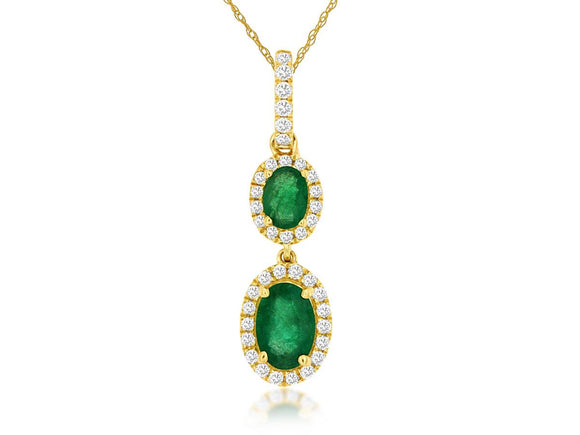 Emerald and Diamond Tier Drop Pendant