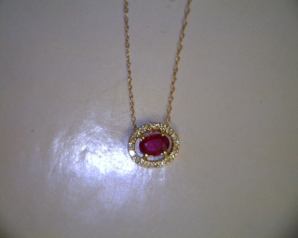 Diamond and Oval Cut Ruby Necklace