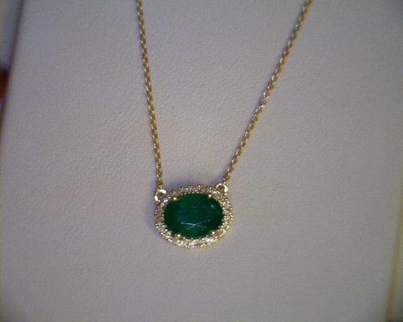 Oval Cut Emerald and Diamond Necklace