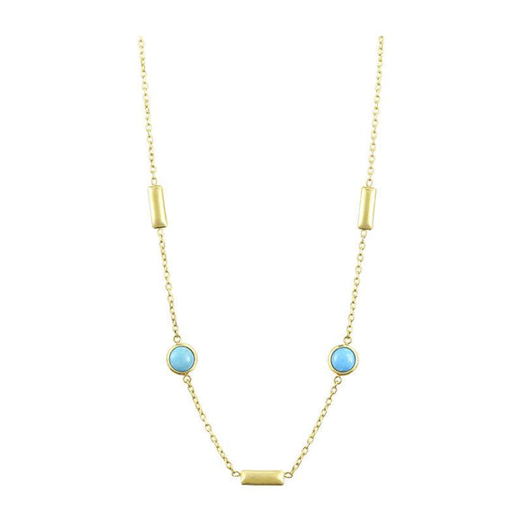 Turquoise Bezel Station Necklace