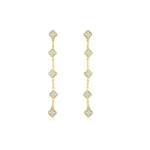 Clover Diamond Station Drop Earrings