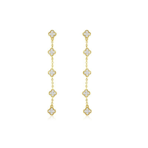 Clover Diamond Station Drop Earrings