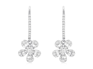 Diamond Floral Drop Earrings