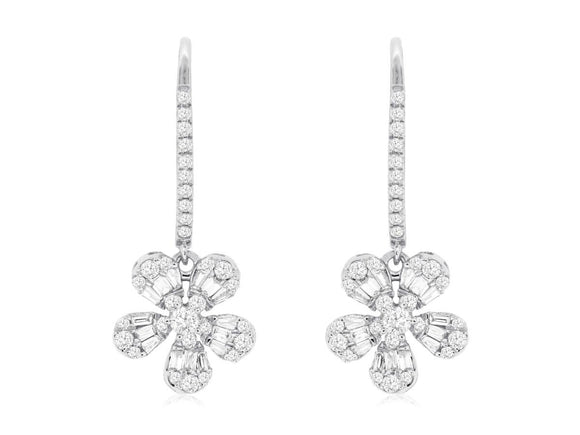 Diamond Floral Drop Earrings