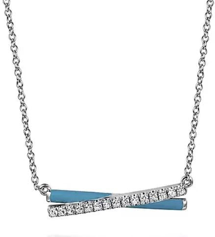 White Sapphire and Blue Enamel Necklace