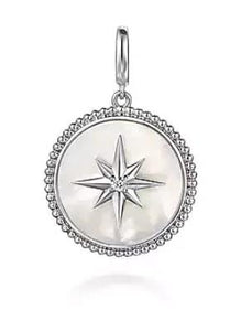 Mother of Pearl White Sapphire Starburst Pendant