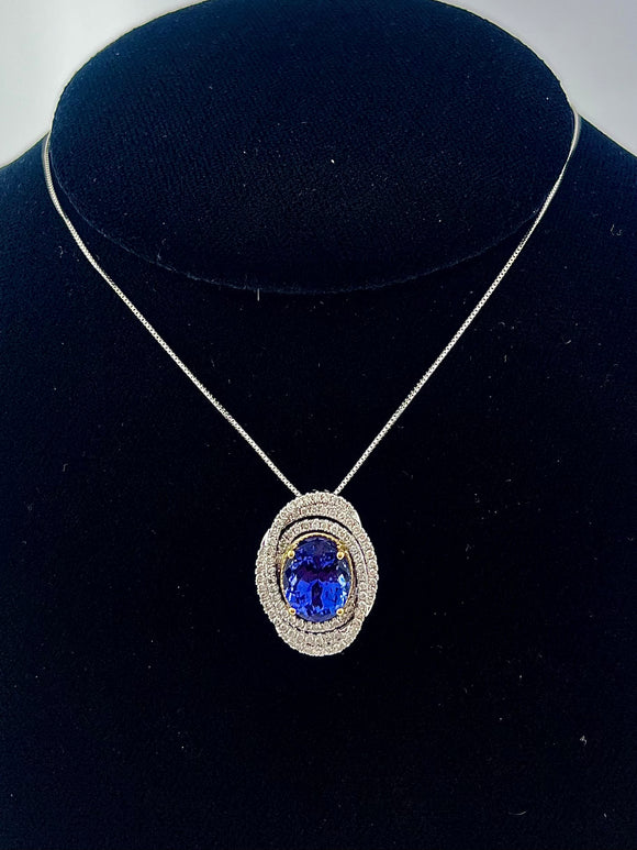 Oval Tanzanite and Diamond Pendant