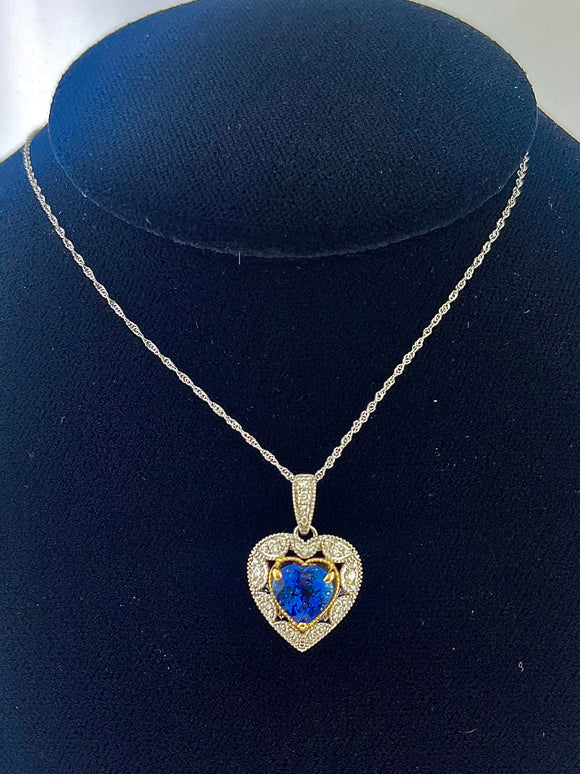 Tanzanite and Diamond Heart Pendant