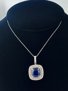 Platinum and 14ky Sapphire and Diamond Pednant