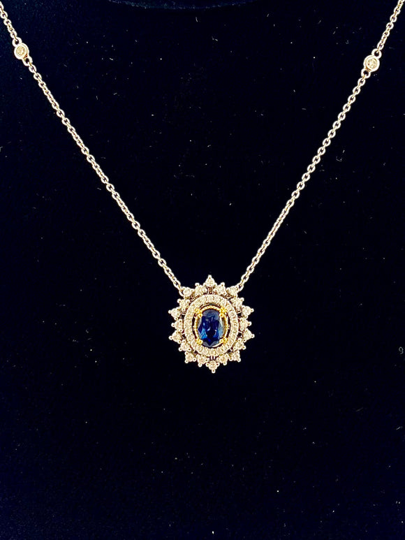 Oval Sapphire and Diamond Necklace