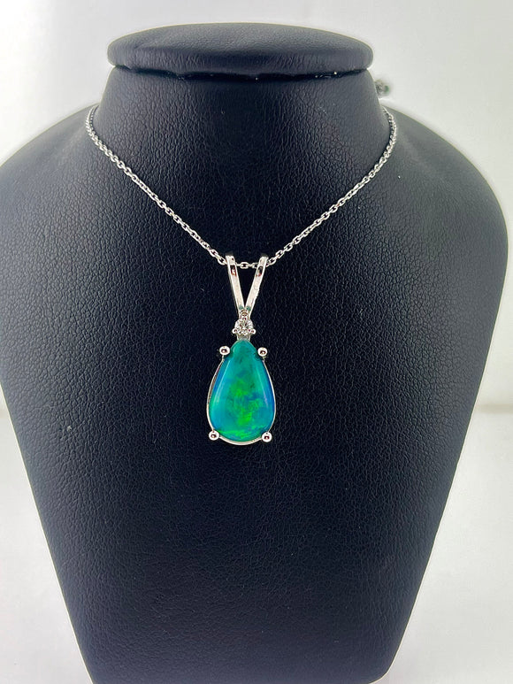 Andamooka Opal and Diamond Pendant