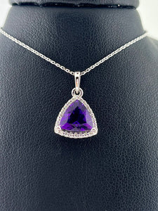 Amethyst Diamond Halo Pendant