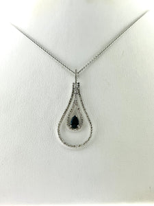 Pear Diamond and Sapphire Pendant