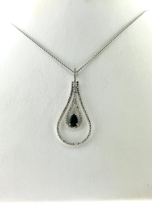 Pear Diamond and Sapphire Pendant