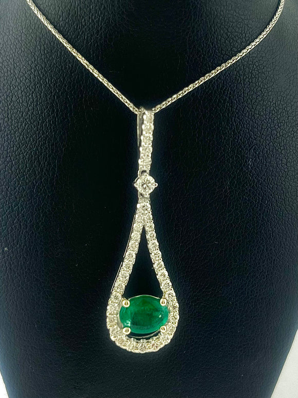 Oval Emerald and Diamond Pendant