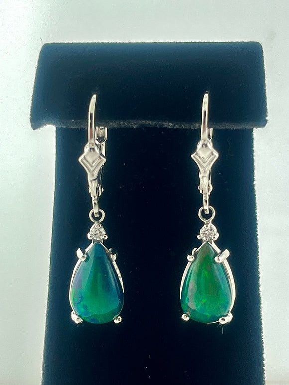 Andamooka Opal & Diamond Earrings