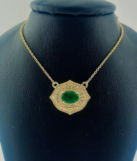 Oval Emerald and Diamond Necklace