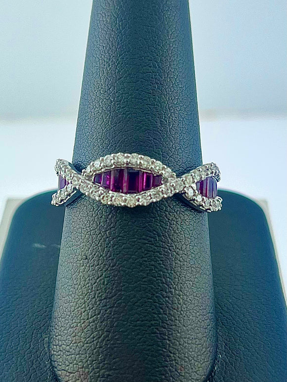Ruby and Diamond Twist Ring