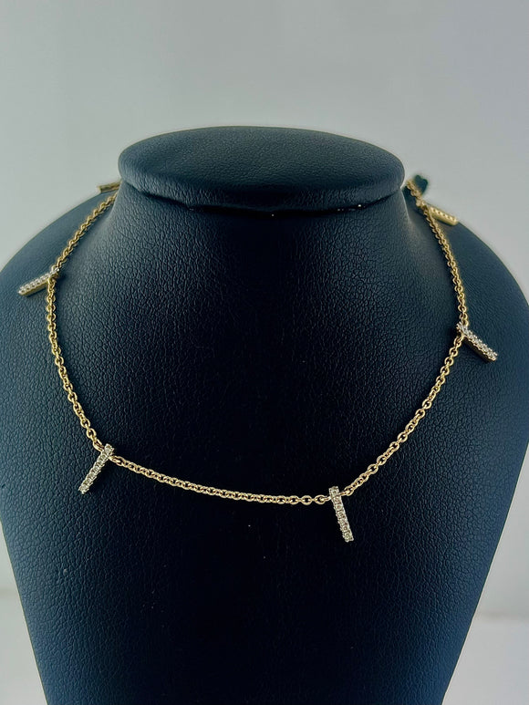 Station Diamond Bar Necklace