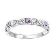 Amethyst and Diamond Band