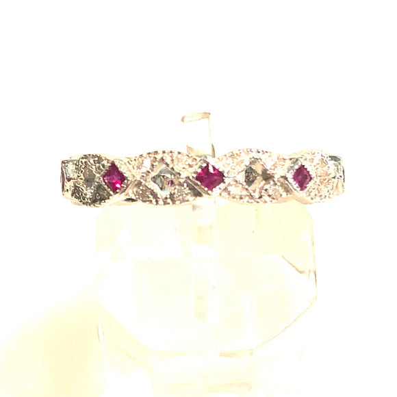 Ruby and Diamond X Ring