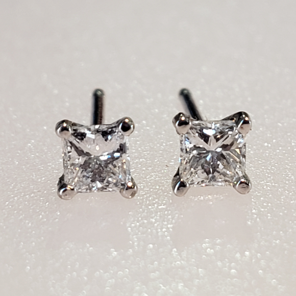 .34ctw. Princess Cut Diamond Sud Earrings