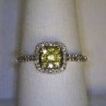 Yellow and White Diamond Cluster Engagement Ring