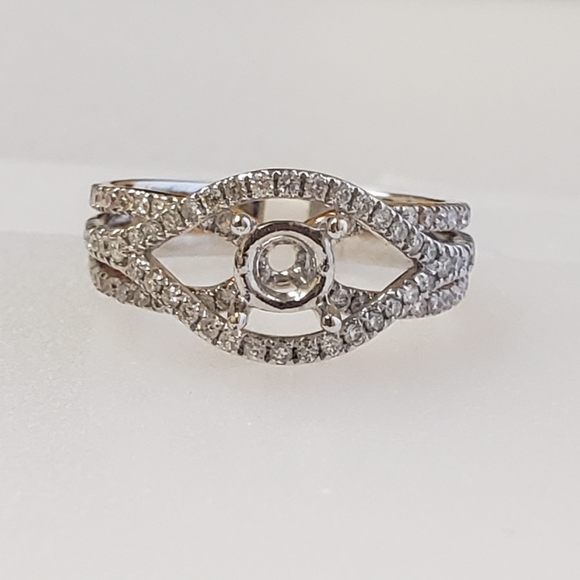 14K Rose and White Gold Diamond Engagement Ring
