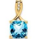 Blue Topaz and Diamond Pendant