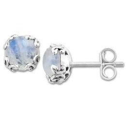 Rainbow Moonstone Glow Stud Earrings