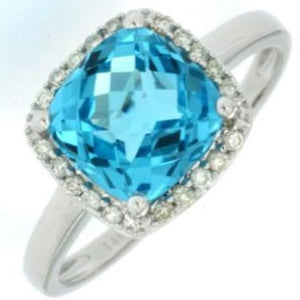 Blue Topaz and Diamond Halo Ring