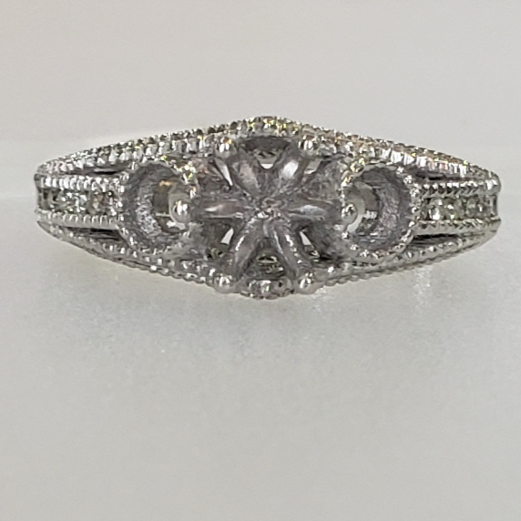 14K White Gold Diamond Pave Engagement Ring