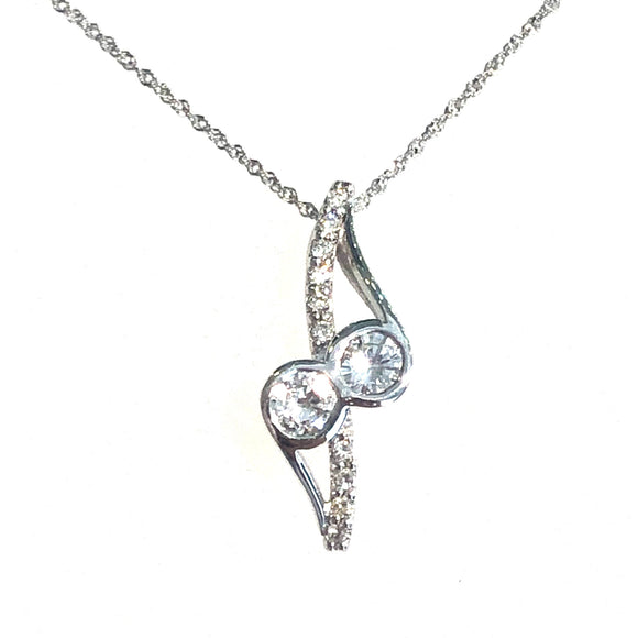 14kt  White Gold Diamond Bezel Pendant