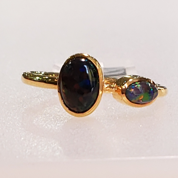 Synthetic Black Opal Ring