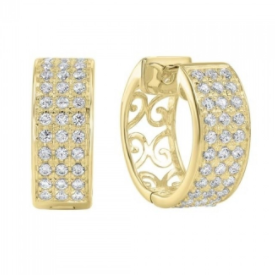 3 Row Diamond Huggie Earrings