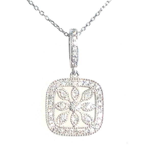 Deco Pave Diamond Pendant